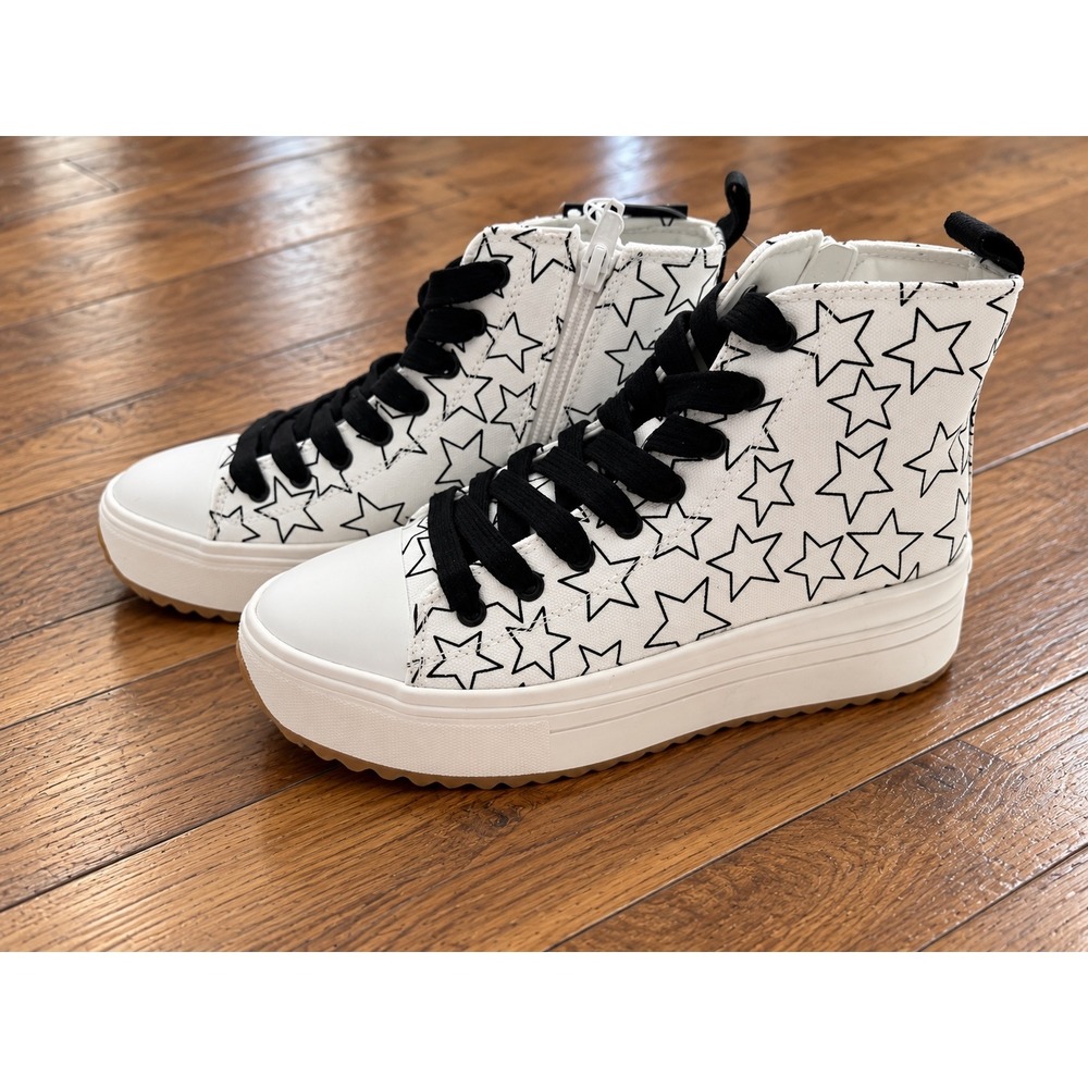 Art Class Blakey Kids White Black Star Platform High Top Sneakers Size 3 NEW